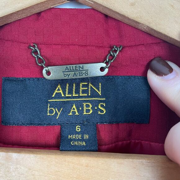 Allen by A.B.S. Women Red Blazer Jacket Sz 6 Retro Preppy Holiday Career Office - Picture 6 of 7